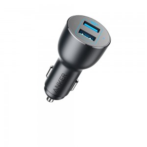 شاحن سيارة انكر باوردرايف الاصدار الثالث بمنفذين USB عالي السرعة وبقوة 36 واط 