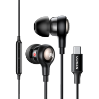 سماعة أذن يوجرين سلكية مع مايكرفون مدمج بوصلة USB-C - أسود 
